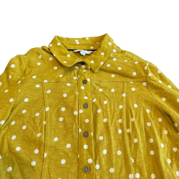 Boden Bright Yellow Polka Dot Dress Button-Down w/ Belt 3/4 Sleeve Size 8R Women - Picture 2 of 12